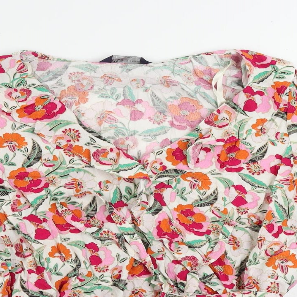Marks and Spencer Womens Multicoloured Floral Viscose Basic Blouse Size 22 Collared - Belted