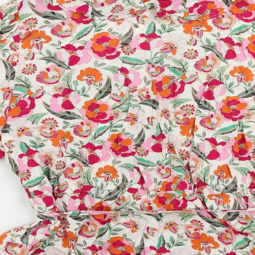 Marks and Spencer Womens Multicoloured Floral Viscose Basic Blouse Size 22 Collared - Belted