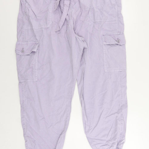 Marks and Spencer Womens Purple Lyocell Cargo Trousers Size 22 L26 in Regular Zip