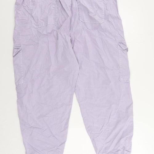 Marks and Spencer Womens Purple Lyocell Cargo Trousers Size 22 L26 in Regular Zip