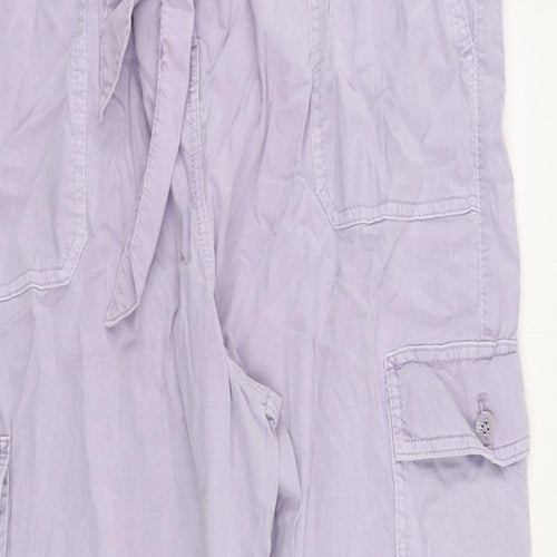 Marks and Spencer Womens Purple Lyocell Cargo Trousers Size 22 L26 in Regular Zip