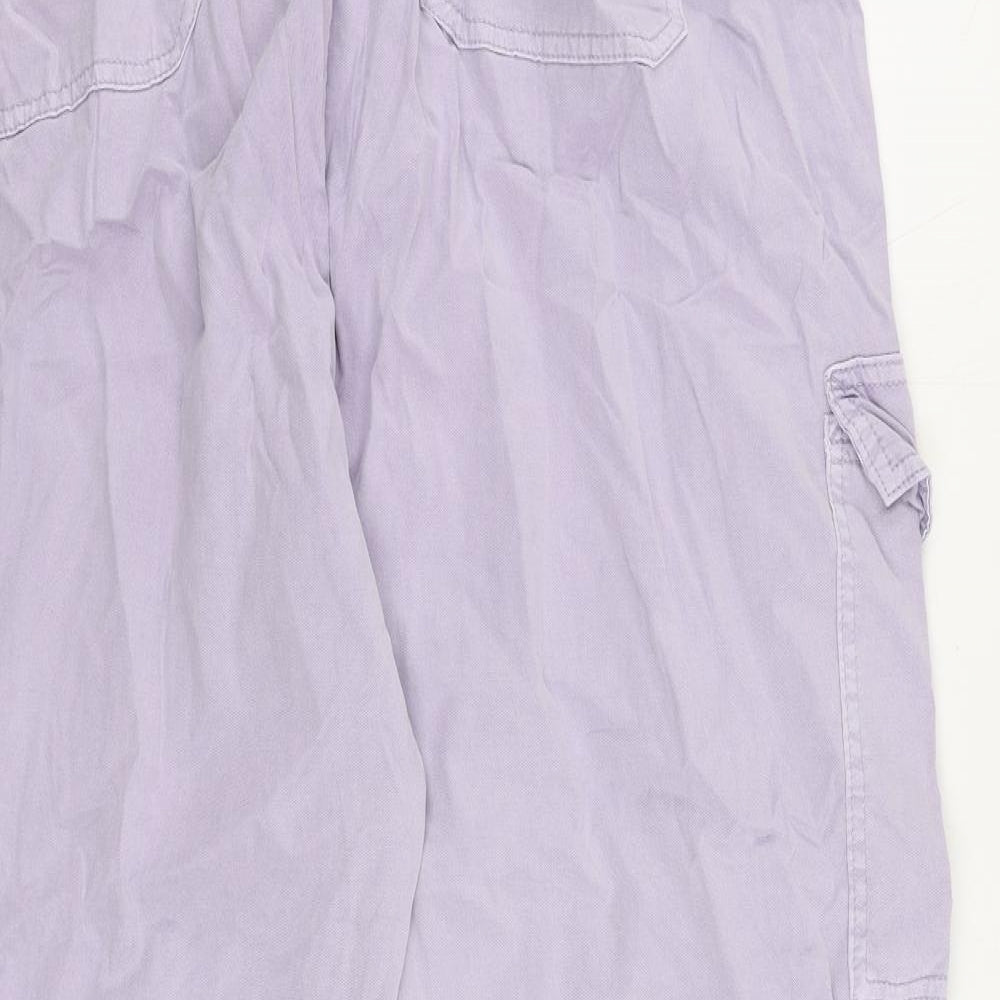 Marks and Spencer Womens Purple Lyocell Cargo Trousers Size 22 L26 in Regular Zip