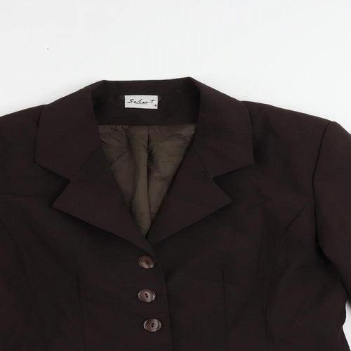 Select Womens Brown Jacket Blazer Size 12 Button