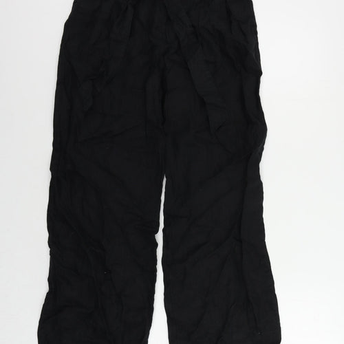 Marks and Spencer Womens Black Linen Trousers Size 8 L31 in Regular Zip