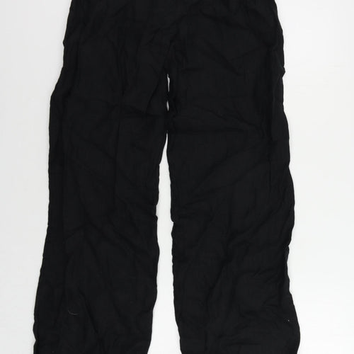Marks and Spencer Womens Black Linen Trousers Size 8 L31 in Regular Zip