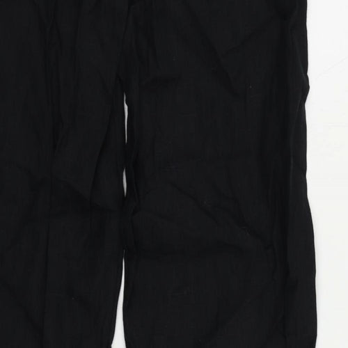 Marks and Spencer Womens Black Linen Trousers Size 8 L31 in Regular Zip