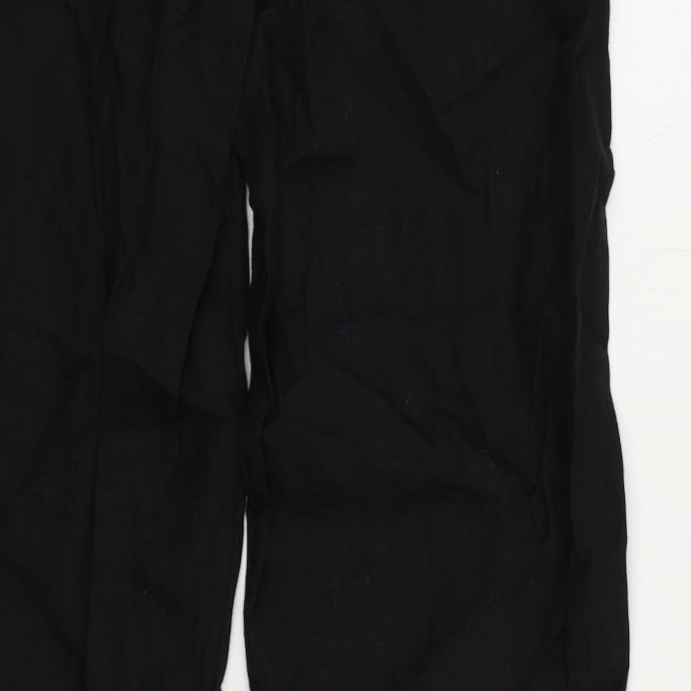 Marks and Spencer Womens Black Linen Trousers Size 8 L31 in Regular Zip