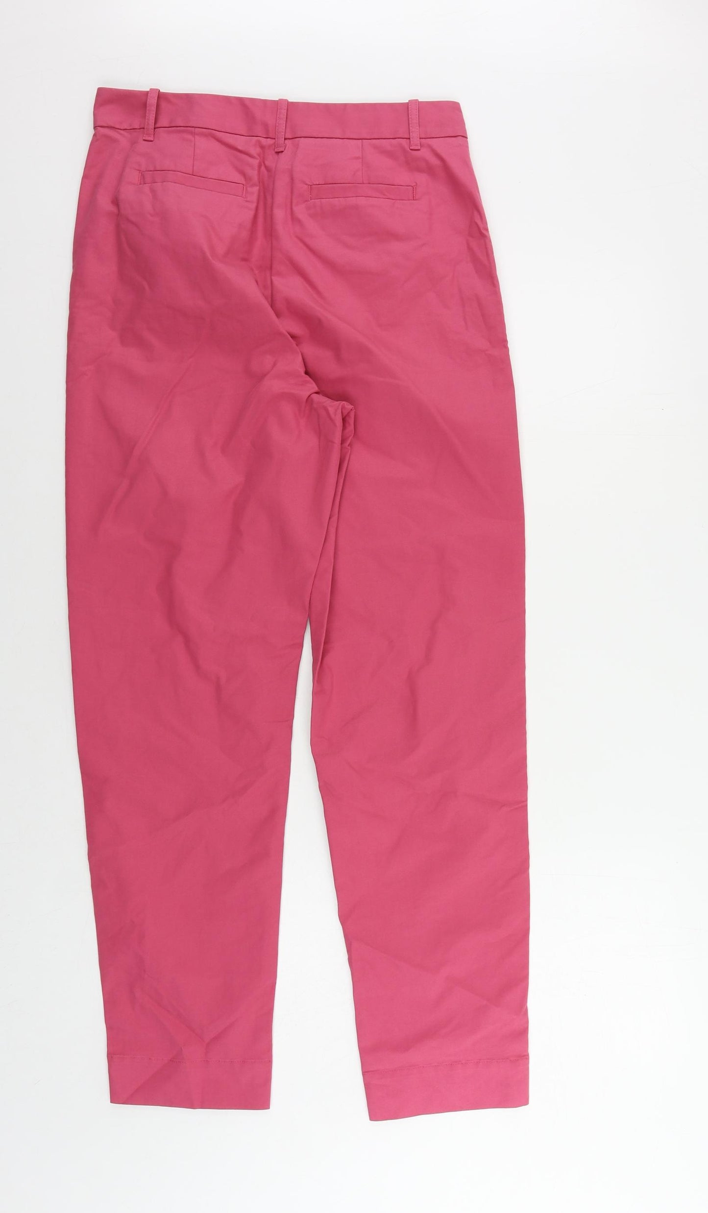 Marks and Spencer Womens Pink Cotton Chino Trousers Size 10 L30 in Regular Zip