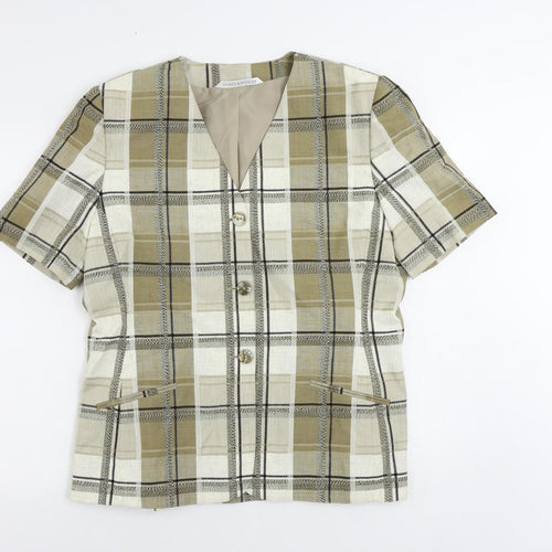 Marks and Spencer Womens Green Plaid Jacket Blazer Size 18 Button