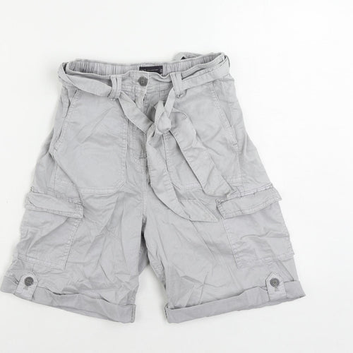 Marks and Spencer Womens Grey Lyocell Cargo Shorts Size 6 L7 in Regular Zip - Belted