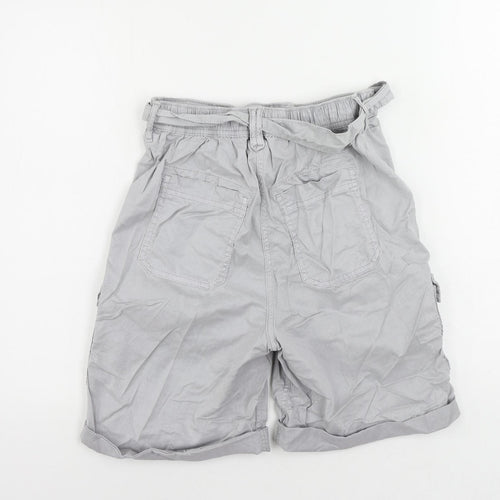 Marks and Spencer Womens Grey Lyocell Cargo Shorts Size 6 L7 in Regular Zip - Belted
