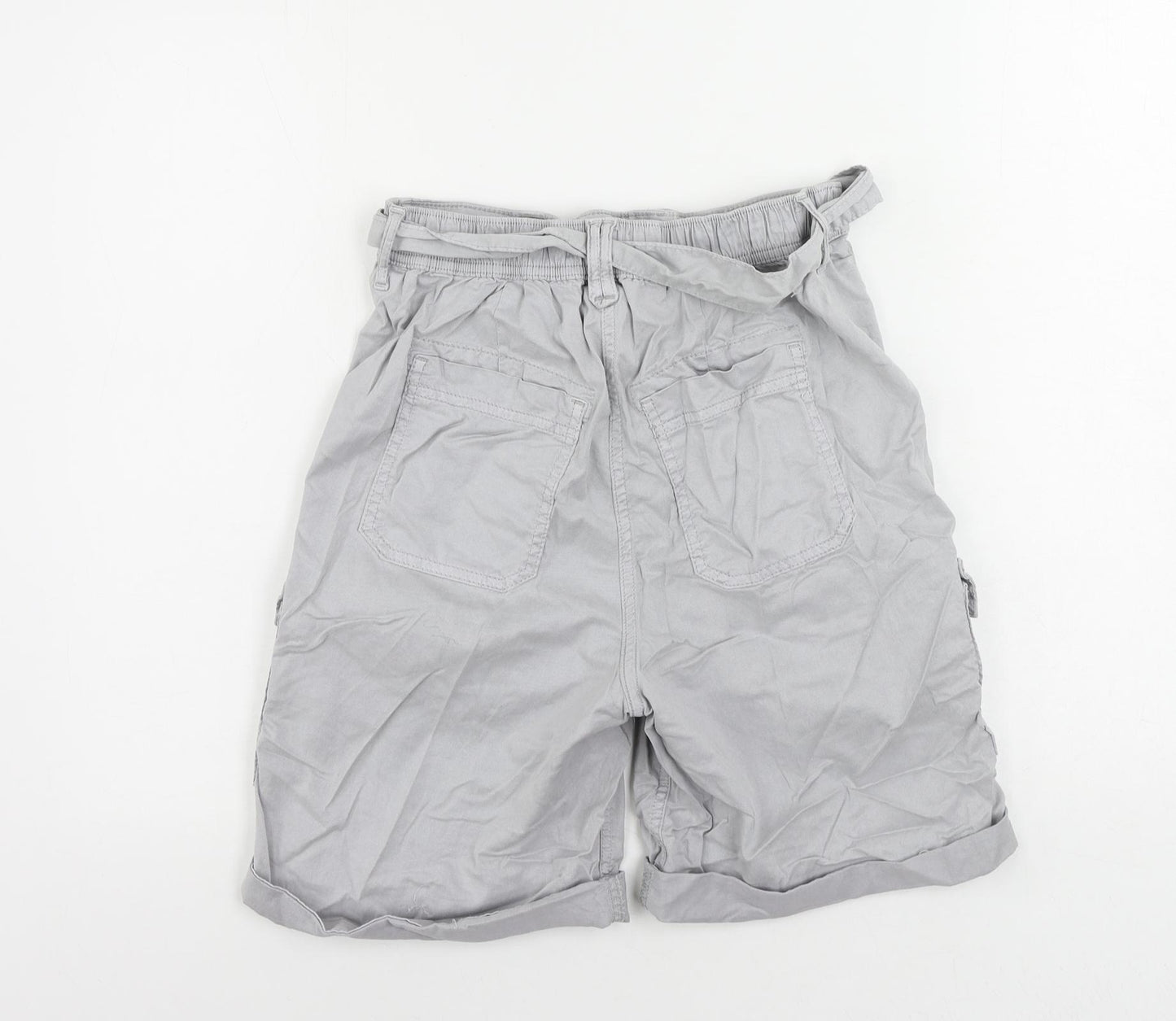 Marks and Spencer Womens Grey Lyocell Cargo Shorts Size 6 L7 in Regular Zip - Belted