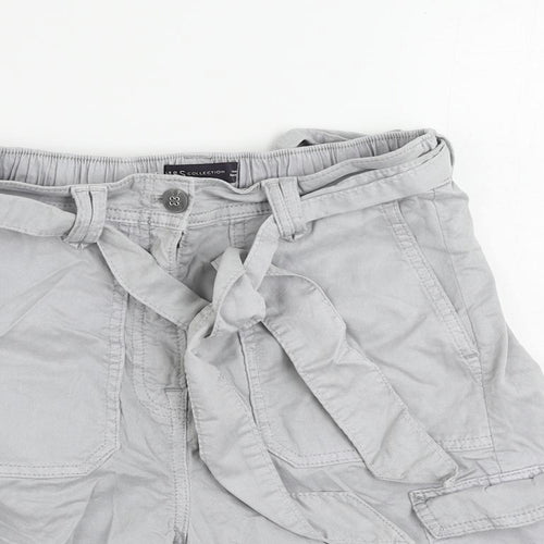 Marks and Spencer Womens Grey Lyocell Cargo Shorts Size 6 L7 in Regular Zip - Belted