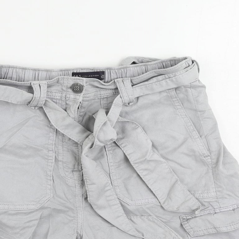 Marks and Spencer Womens Grey Lyocell Cargo Shorts Size 6 L7 in Regular Zip - Belted