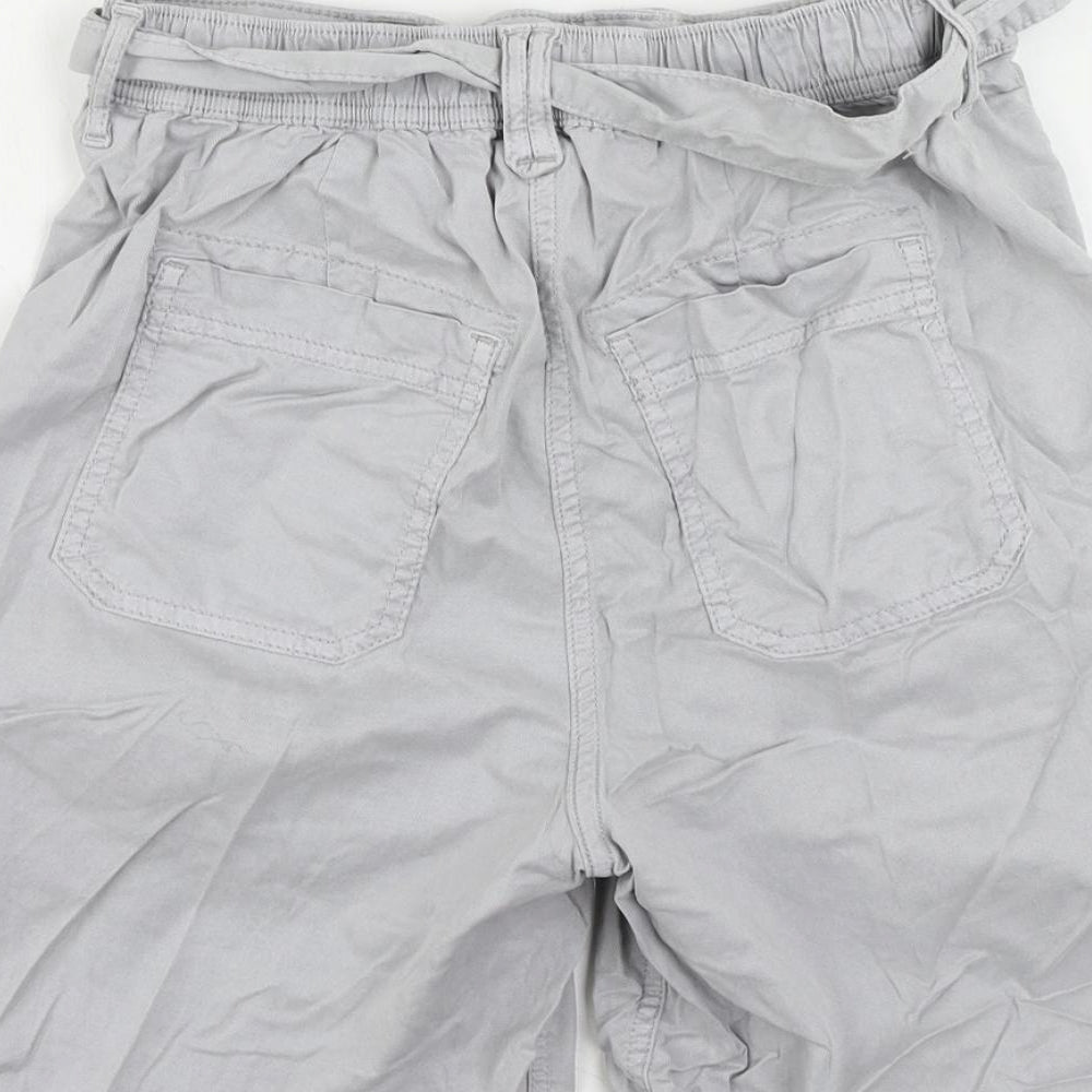 Marks and Spencer Womens Grey Lyocell Cargo Shorts Size 6 L7 in Regular Zip - Belted