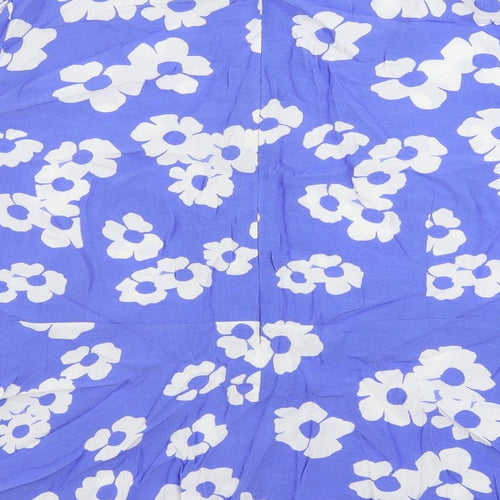 Marks and Spencer Womens Blue Floral Viscose Basic Blouse Size 22 Round Neck