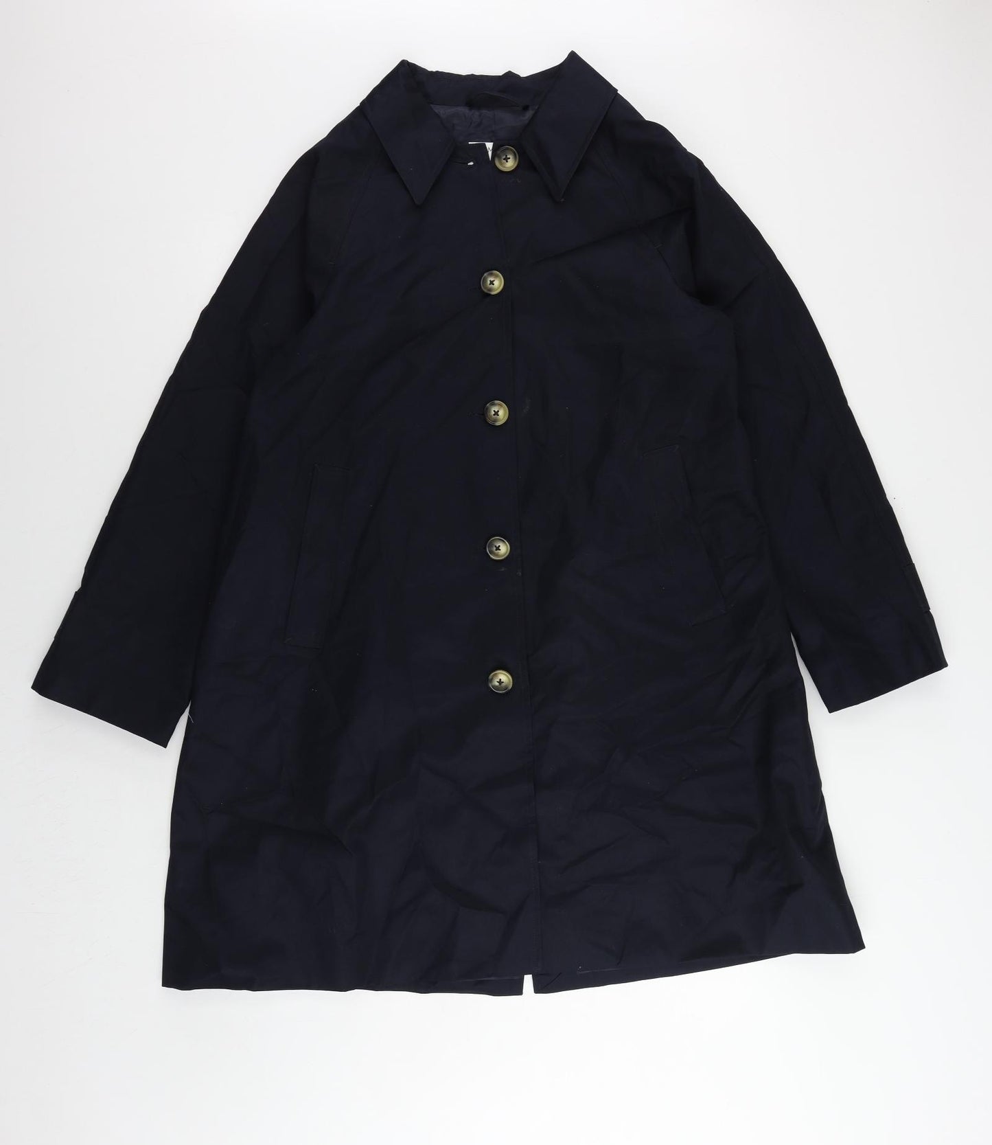 Marks and Spencer Womens Blue Overcoat Coat Size 14 Button