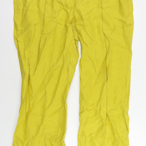 Autograph Womens Yellow Linen Trousers Size 22 L28 in Regular Zip