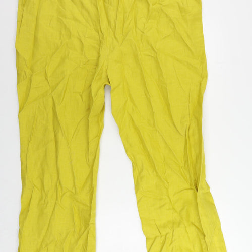 Autograph Womens Yellow Linen Trousers Size 22 L28 in Regular Zip