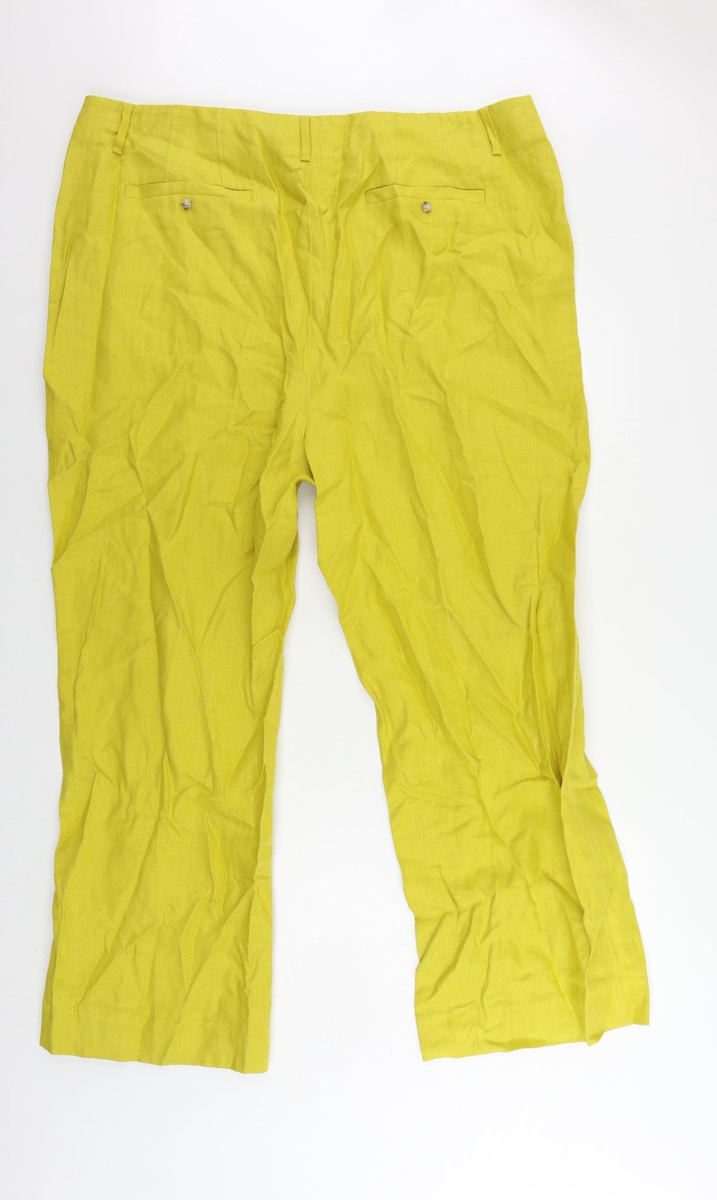 Autograph Womens Yellow Linen Trousers Size 22 L28 in Regular Zip