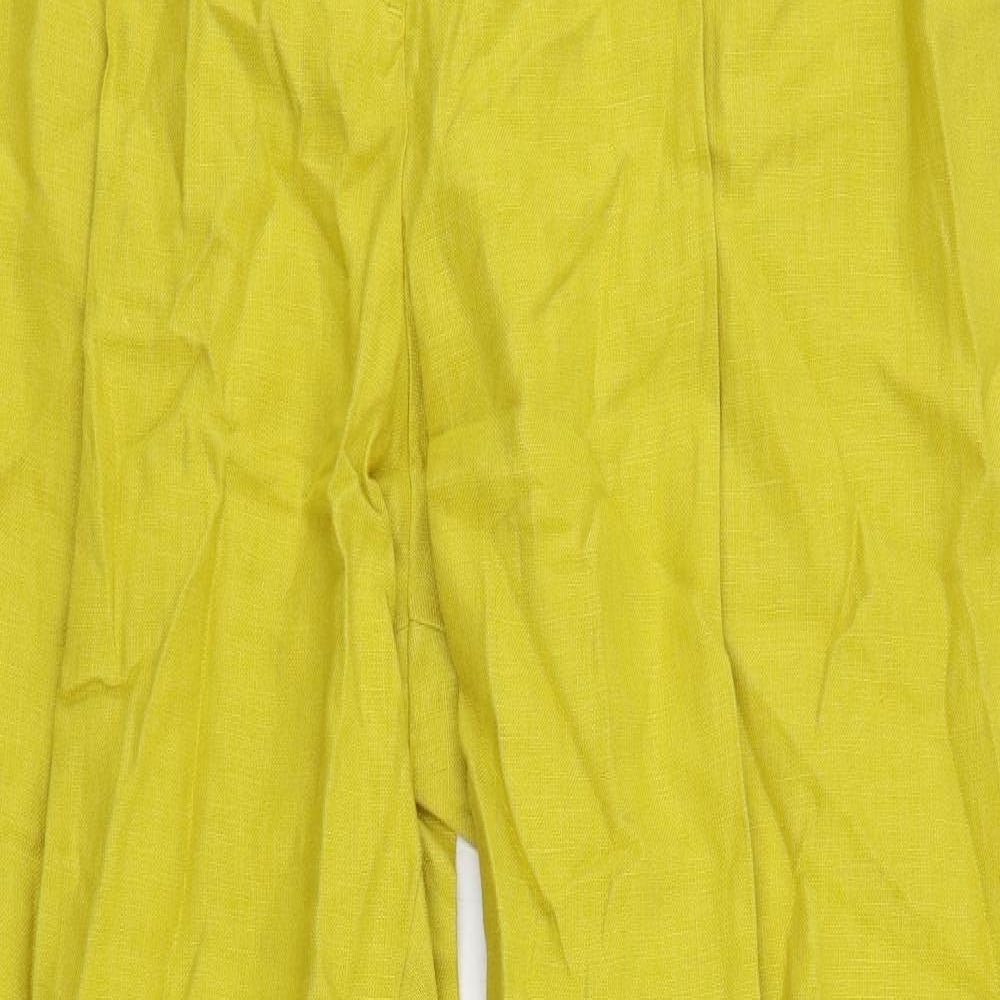 Autograph Womens Yellow Linen Trousers Size 22 L28 in Regular Zip
