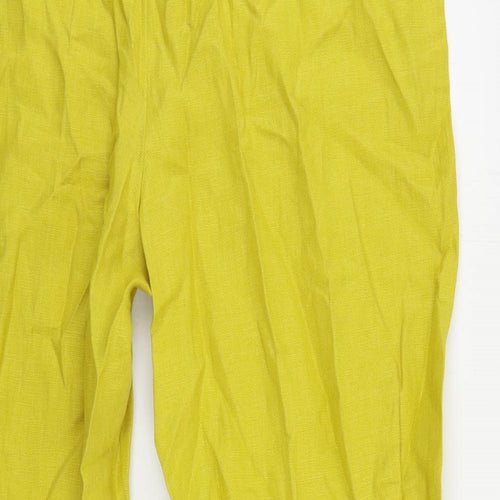 Autograph Womens Yellow Linen Trousers Size 22 L28 in Regular Zip
