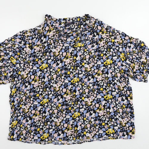 Marks and Spencer Womens Multicoloured Floral Viscose Basic Blouse Size 22 V-Neck