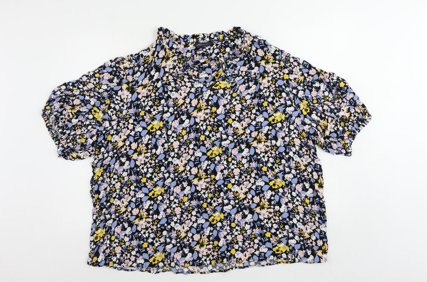 Marks and Spencer Womens Multicoloured Floral Viscose Basic Blouse Size 22 V-Neck