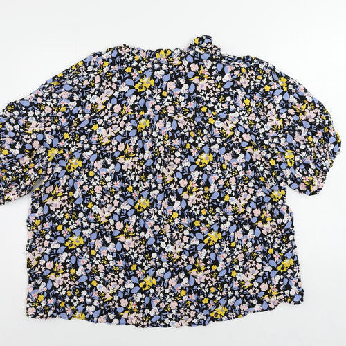 Marks and Spencer Womens Multicoloured Floral Viscose Basic Blouse Size 22 V-Neck