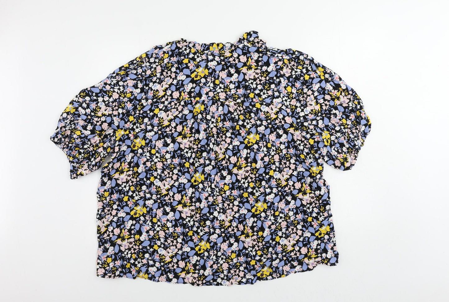 Marks and Spencer Womens Multicoloured Floral Viscose Basic Blouse Size 22 V-Neck