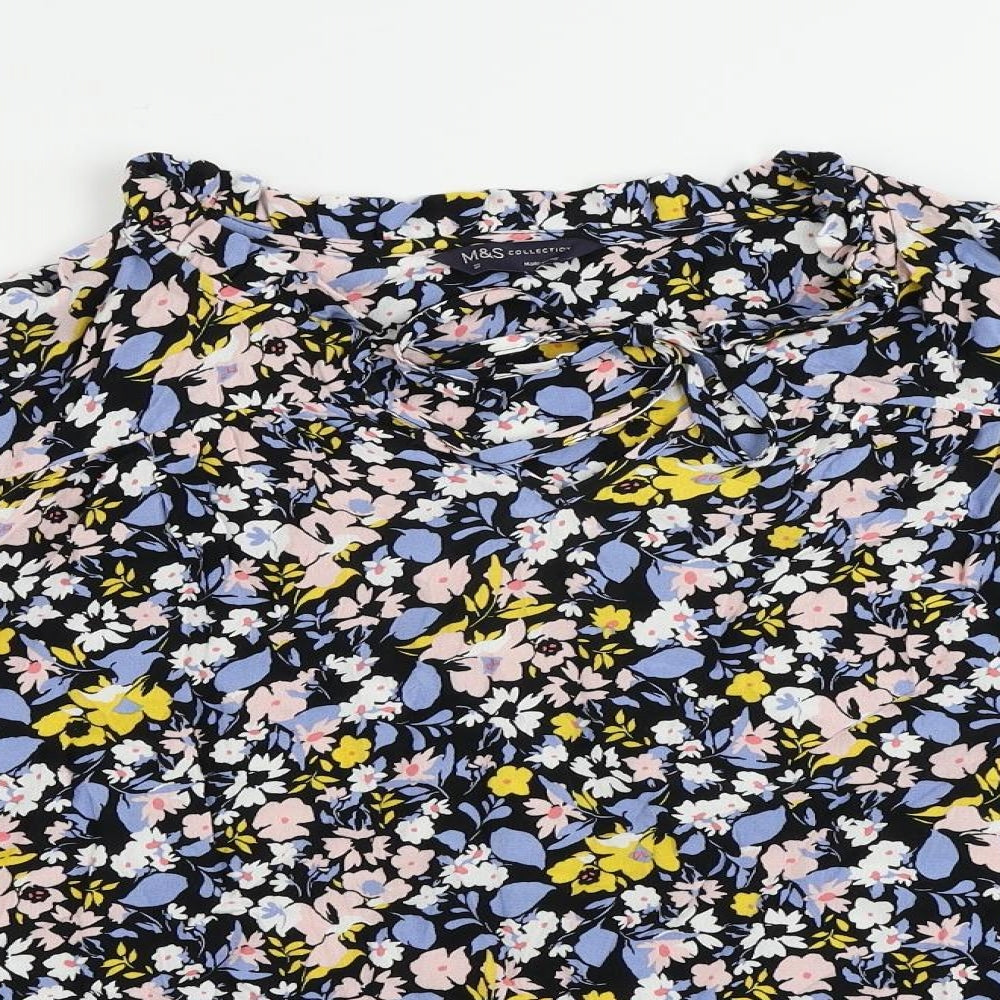Marks and Spencer Womens Multicoloured Floral Viscose Basic Blouse Size 22 V-Neck