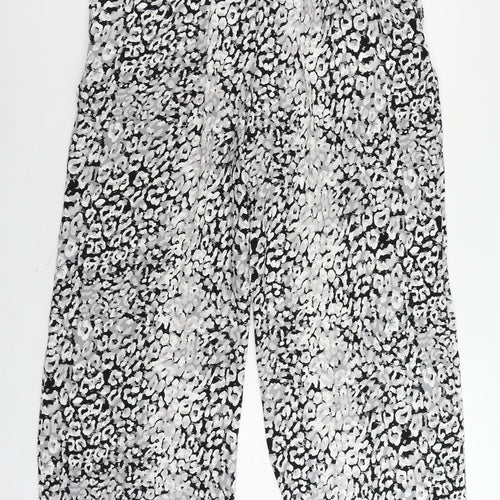 Marks and Spencer Womens Grey Animal Print Polyester Trousers Size 18 L28 in Regular Drawstring - Elastic Waist