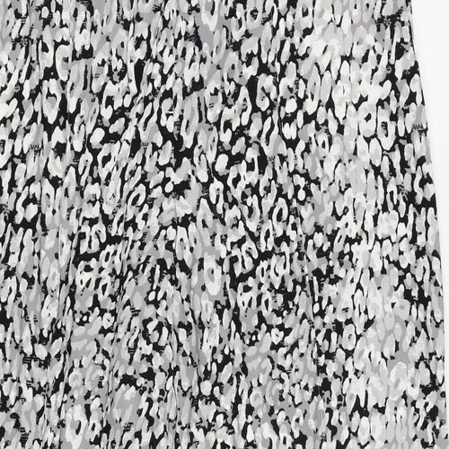 Marks and Spencer Womens Grey Animal Print Polyester Trousers Size 18 L28 in Regular Drawstring - Elastic Waist