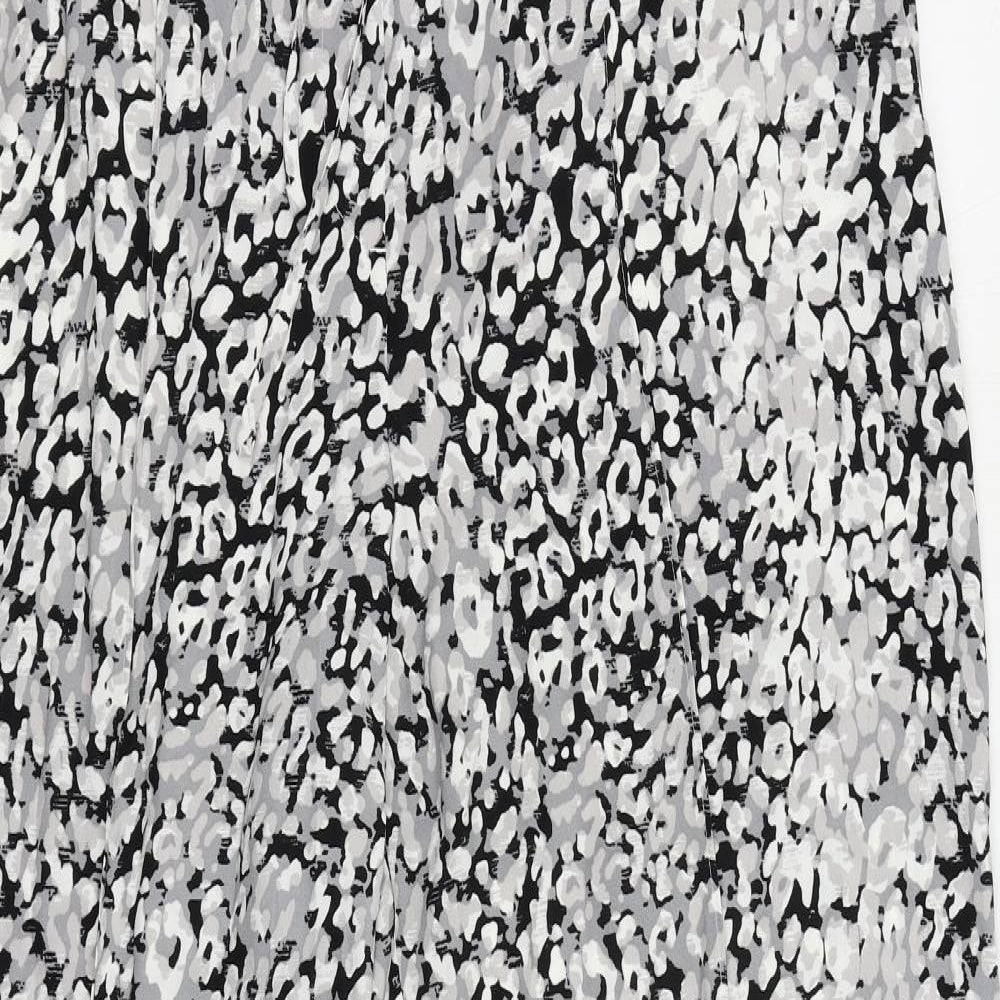 Marks and Spencer Womens Grey Animal Print Polyester Trousers Size 18 L28 in Regular Drawstring - Elastic Waist