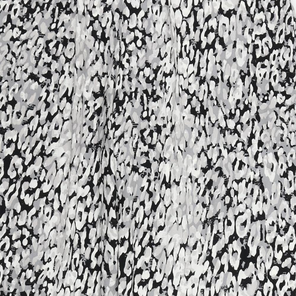 Marks and Spencer Womens Grey Animal Print Polyester Trousers Size 18 L28 in Regular Drawstring - Elastic Waist