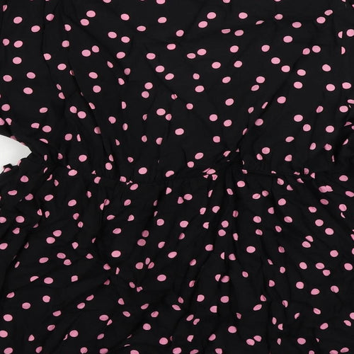 Marks and Spencer Womens Black Polka Dot Viscose Wrap Blouse Size 12 V-Neck