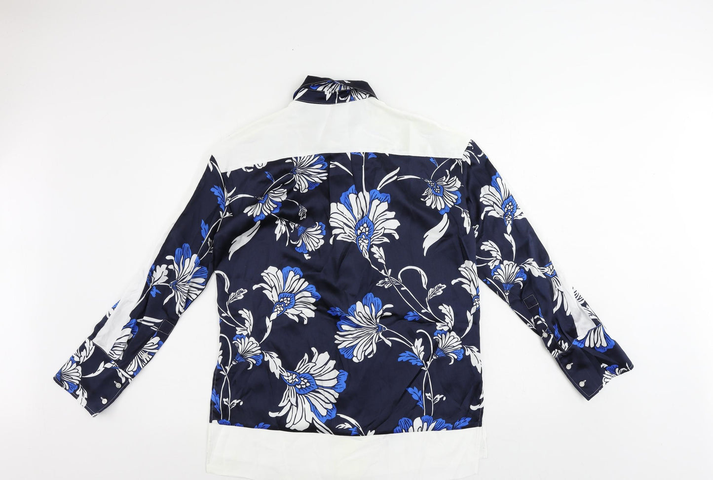 Marks and Spencer Womens Blue Floral Polyester Tunic Button-Up Size 8 Collared