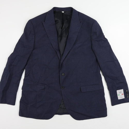 Marks and Spencer Mens Blue Geometric Polyester Jacket Suit Jacket Size 44 Regular
