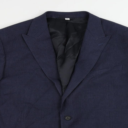 Marks and Spencer Mens Blue Geometric Polyester Jacket Suit Jacket Size 44 Regular