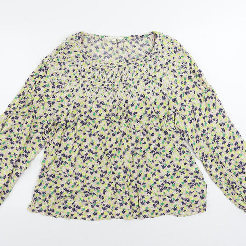 Per Una Womens Pink Floral Viscose Basic Blouse Size 14 Boat Neck