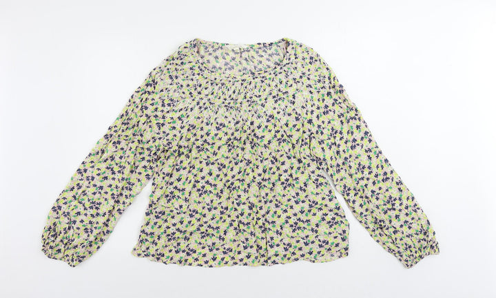 Per Una Womens Pink Floral Viscose Basic Blouse Size 14 Boat Neck