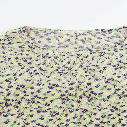 Per Una Womens Pink Floral Viscose Basic Blouse Size 14 Boat Neck