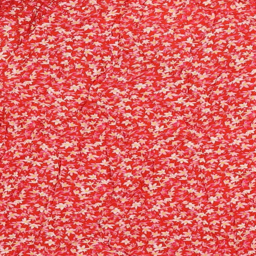 Per Una Womens Red Floral Viscose Basic Blouse Size 16 Boat Neck
