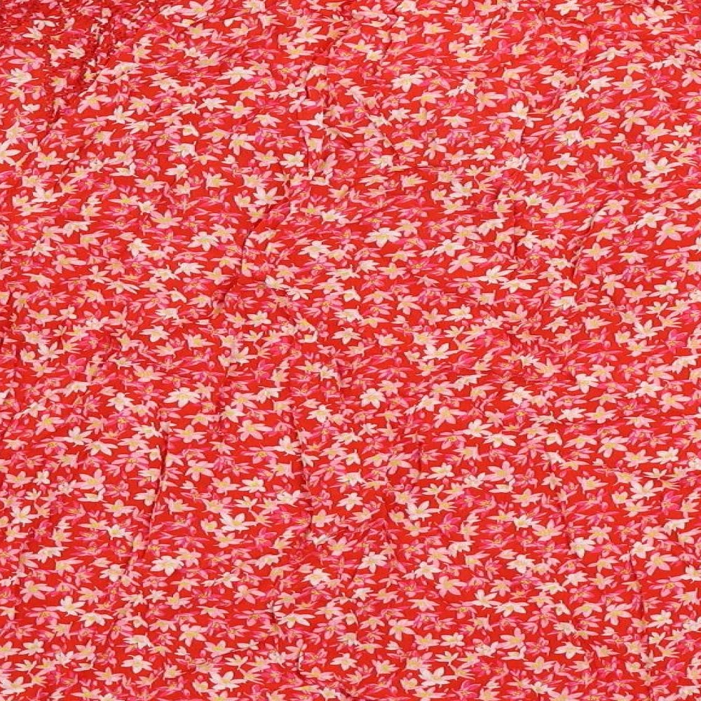 Per Una Womens Red Floral Viscose Basic Blouse Size 16 Boat Neck
