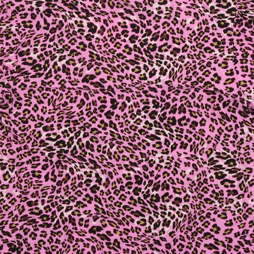 Marks and Spencer Womens Pink Animal Print Viscose Basic Button-Up Size 6 V-Neck