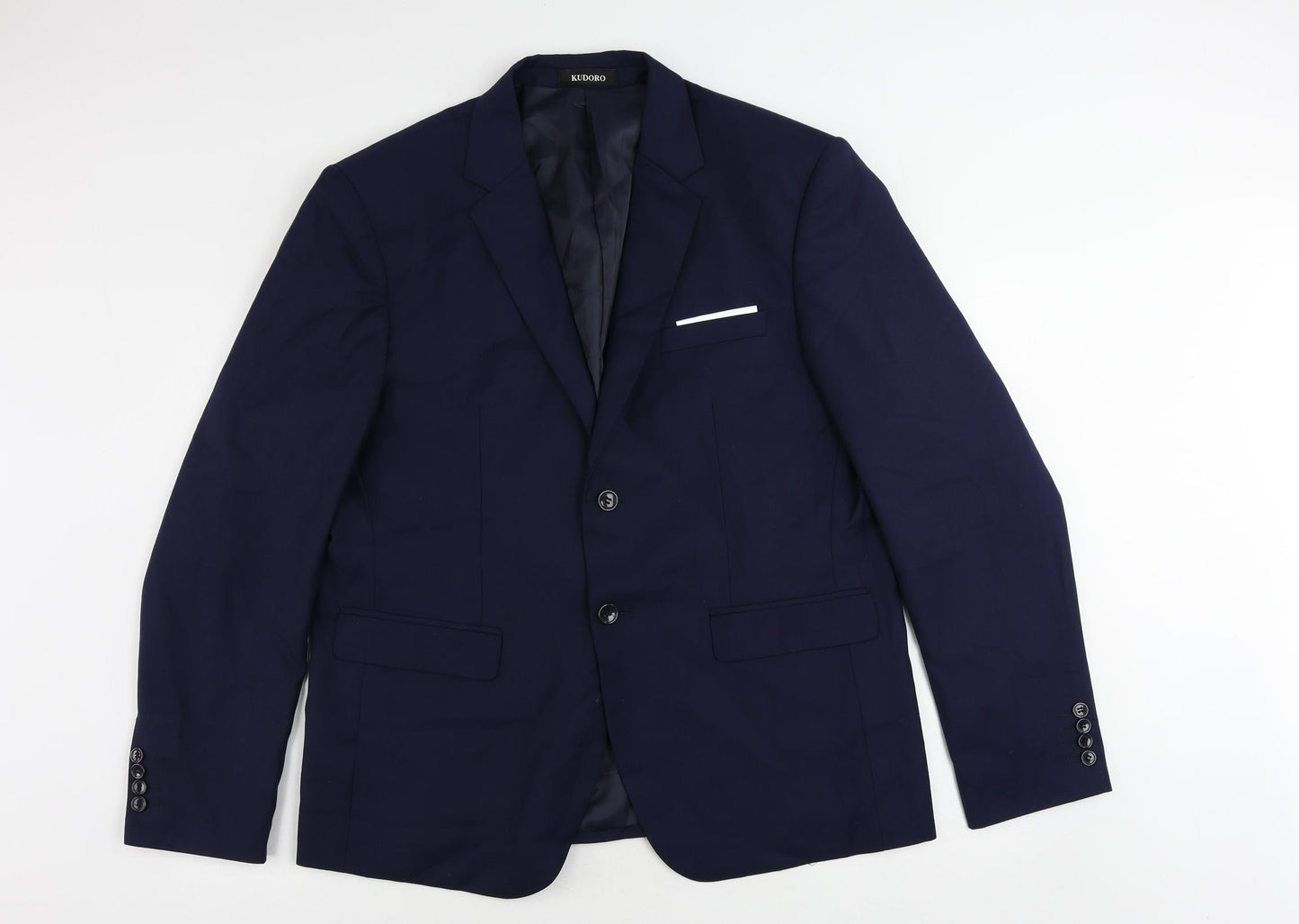 Kudoro Mens Blue Polyester Jacket Suit Jacket Size 48 Regular
