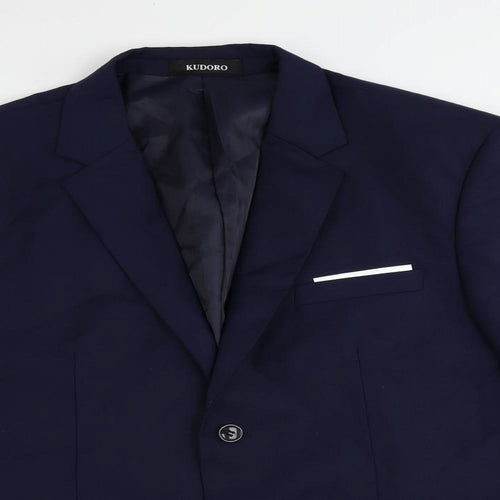 Kudoro Mens Blue Polyester Jacket Suit Jacket Size 48 Regular