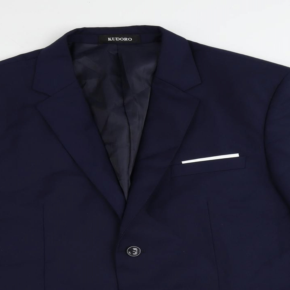 Kudoro Mens Blue Polyester Jacket Suit Jacket Size 48 Regular
