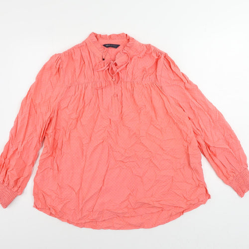 Marks and Spencer Womens Pink Viscose Basic Blouse Size 14 V-Neck