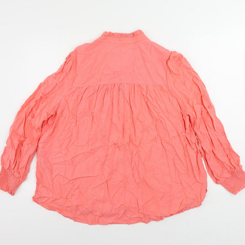 Marks and Spencer Womens Pink Viscose Basic Blouse Size 14 V-Neck